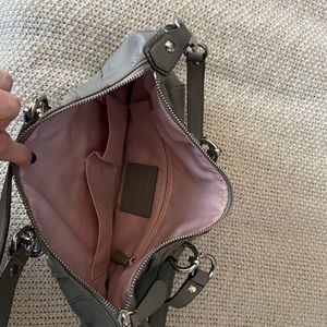 grey leather Coach purse